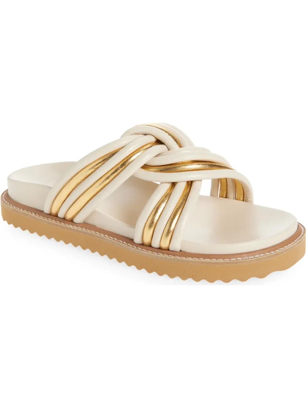Size 8.5- CECELIA New York Marty platform sandal in oat gold multi